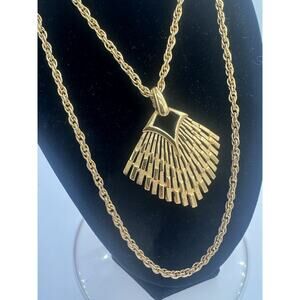 Trifari Rare Vintage 1970s ModCrown Gold-tone Double Strand Necklace